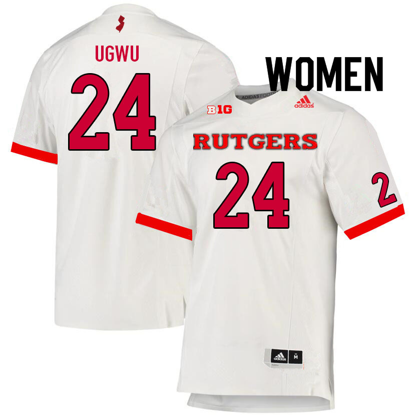 Women #24 Brian Ugwu Rutgers Scarlet Knights College Football Jerseys Sale-White - Click Image to Close